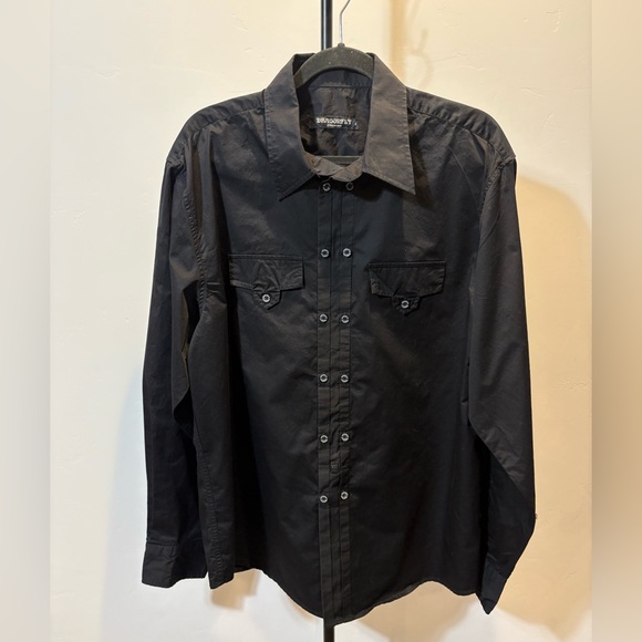 Dragonfly, black, long sleeve button-down - Picture 1 of 8